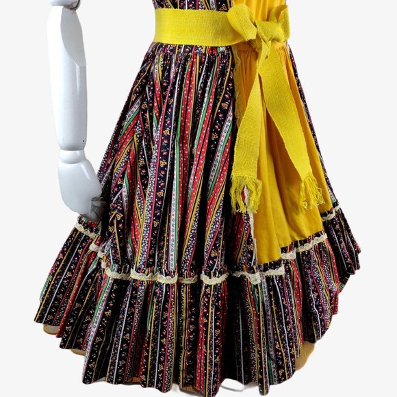 Vintage 1960s Folk Dress Square Dance Western M/L - Picture 7 of 14